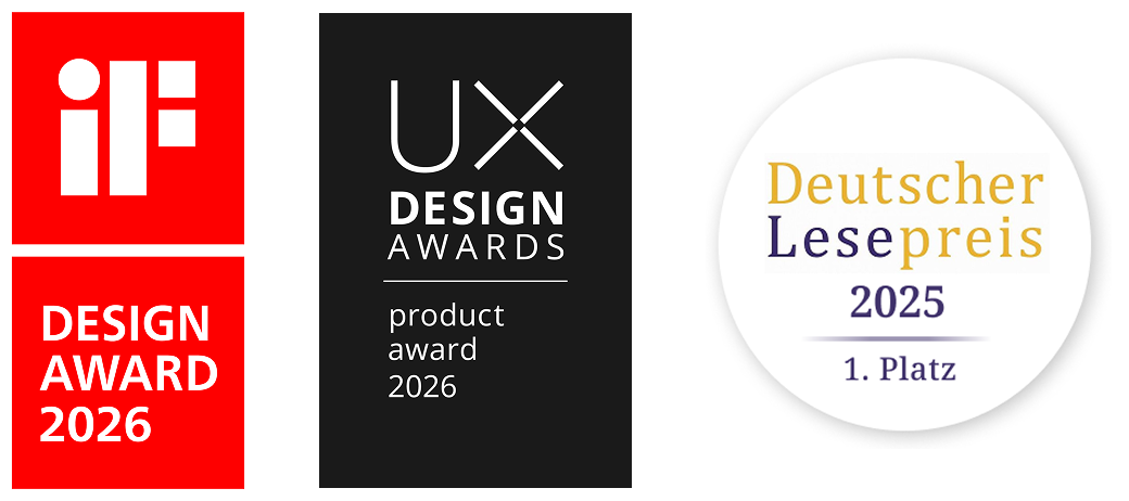 Award Logos für IF Design Award, UX Design, Deutscher Lesepreis 