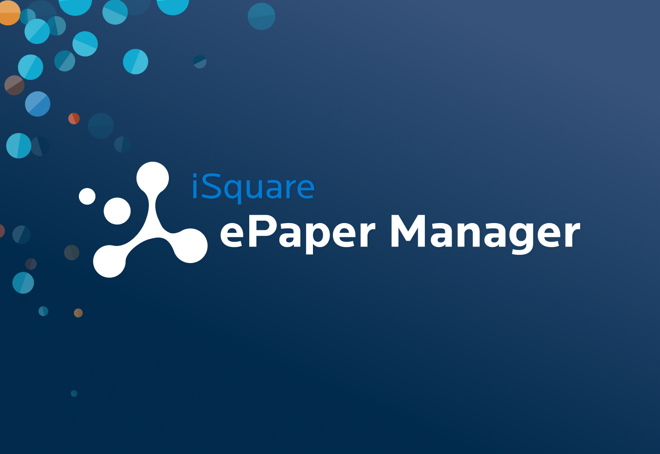 Logo iSquare ePaper Manager vor dunkelblauem Hintergrund