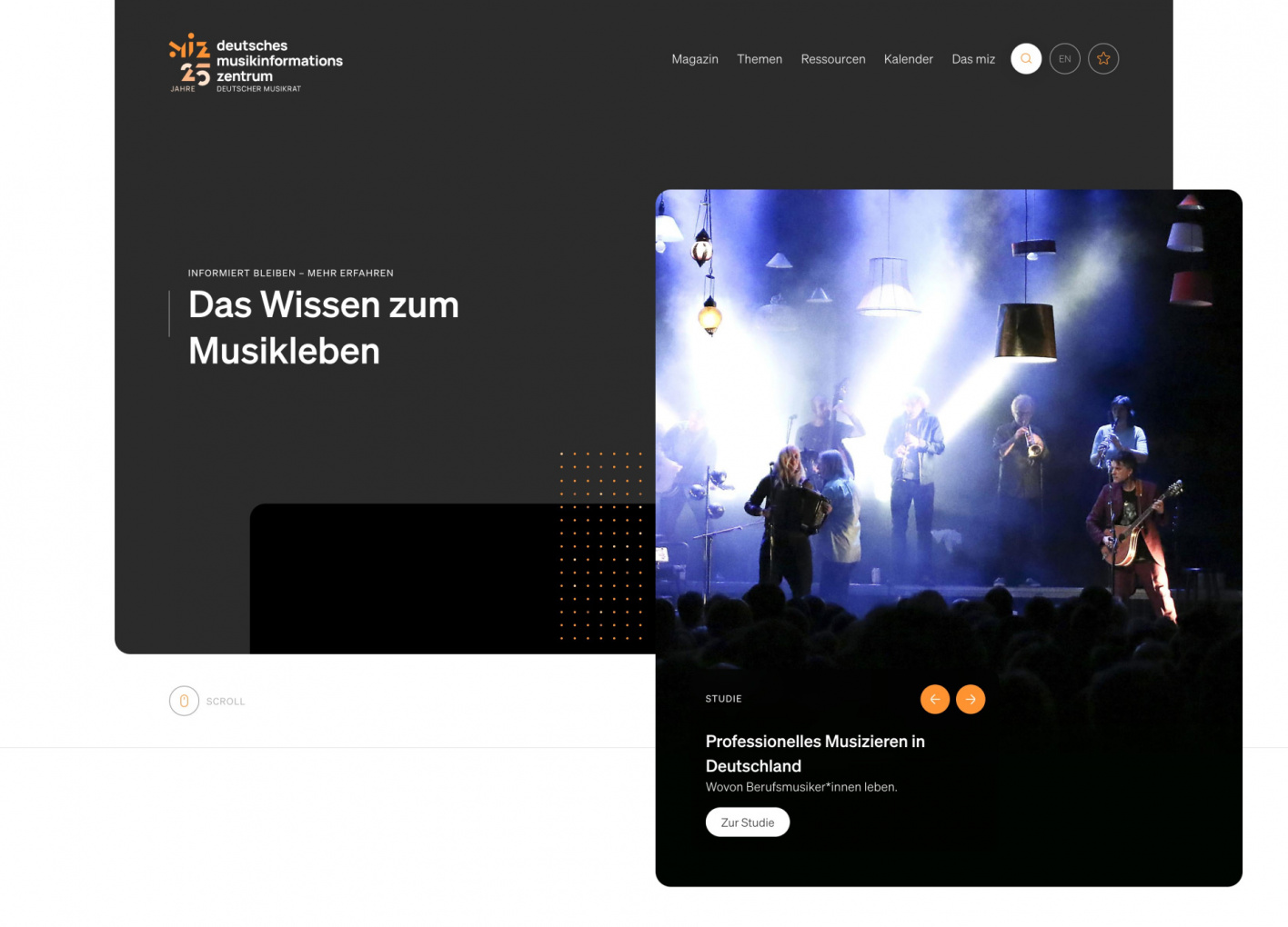 Startseite des Portals miz.org des Deutschen Musikinformationszentrums